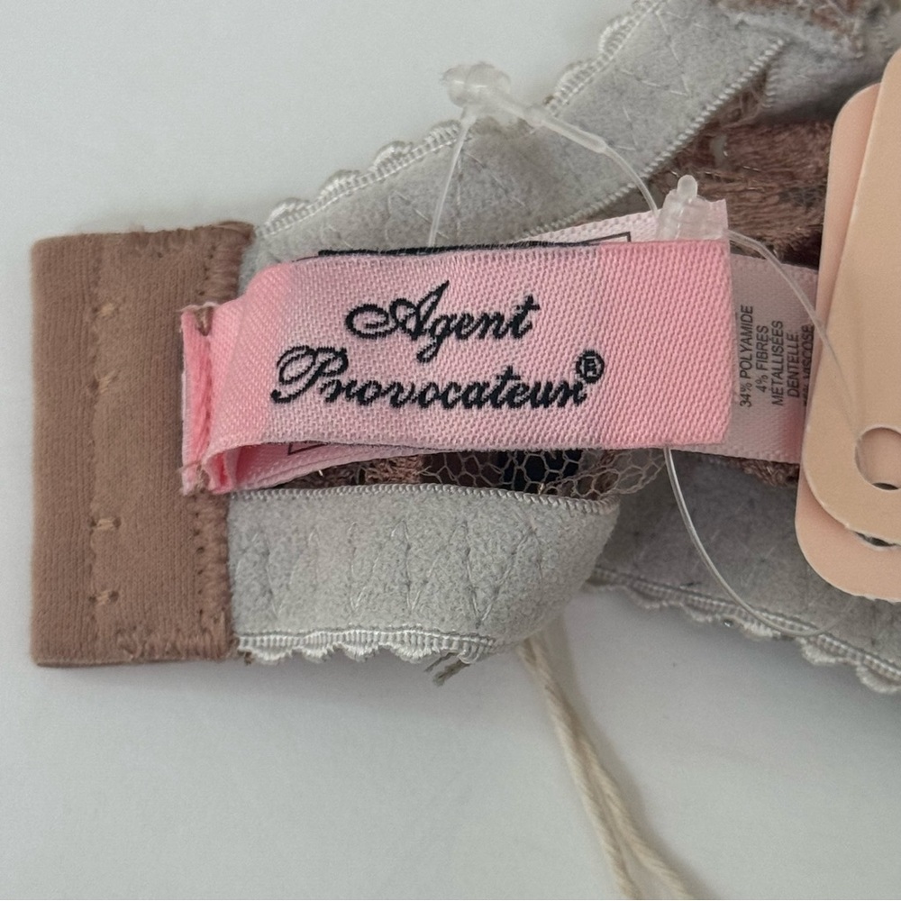 NWT AGENT PROVOCATEUR Lorelli Lace Silk Underwire Bra Rose Gold and Silver 34B - Picture 4 of 16